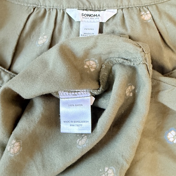 Sonoma earthy green Loose Ditzy Floral Cottagecore Cap short sleeve Sleeve top - Picture 6 of 7